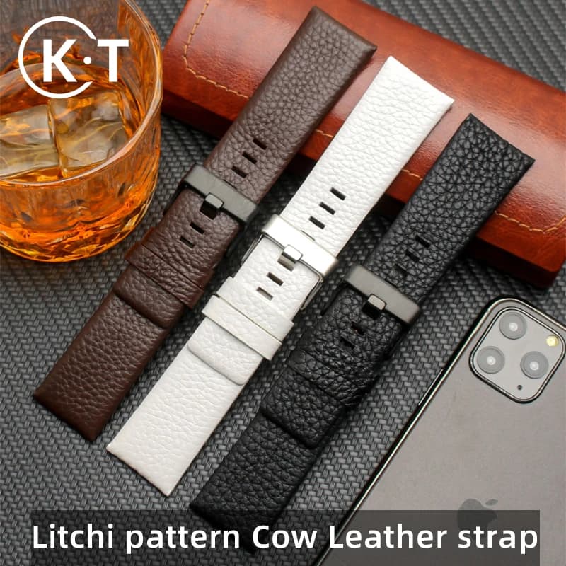 Litchi Grain Strap watchband for Diesel watch strap men DZ4323 4318 1657 4496 DZ4323 7395 7313 7350 bracelet 22 24 26 27 28 30mm