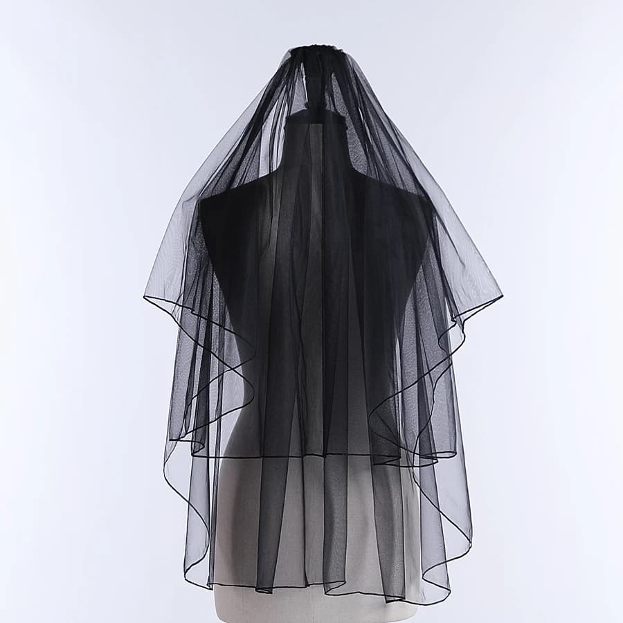 Wholesale Wedding Veils Black Bridal Veils With Comb Simple Style Velo De Novias High Quality Black Soft Yarn Party Wedding Veil
