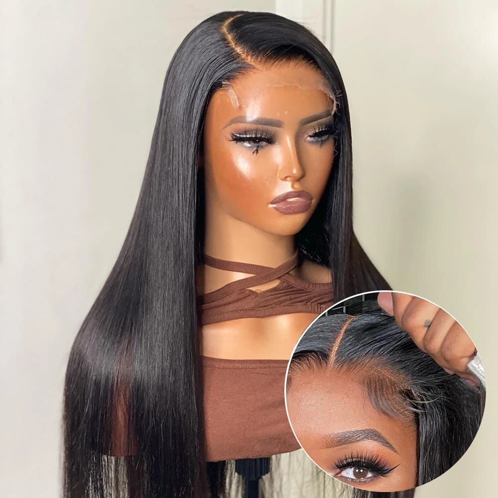 Idoli Glueless Wigs Human Hair Pre Plucked Pre Cut Lace Front Wigs Glueless Wear and Go Plucked Bleached Knots Straight Hair Wig