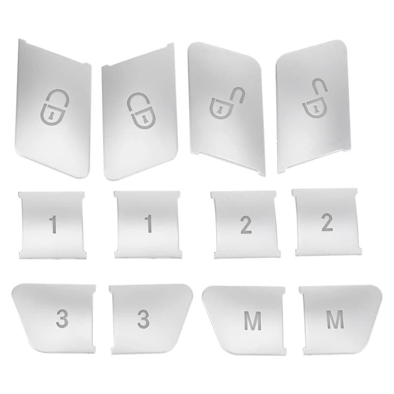 12Pcs Car Door Seat Memory Lock Buttons Covers Stickers For Mercedes Benz CLA/GLA/GLK/GLE/CLS/GL/ML/A/B/E
