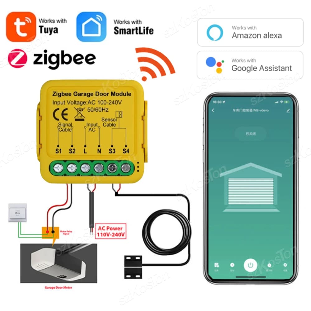 Tuya ZigBee3.0 Garage Door Control Smart Garage Door Switch Opener Controller Voice Works with Alexa Google Home Smart Life APP
