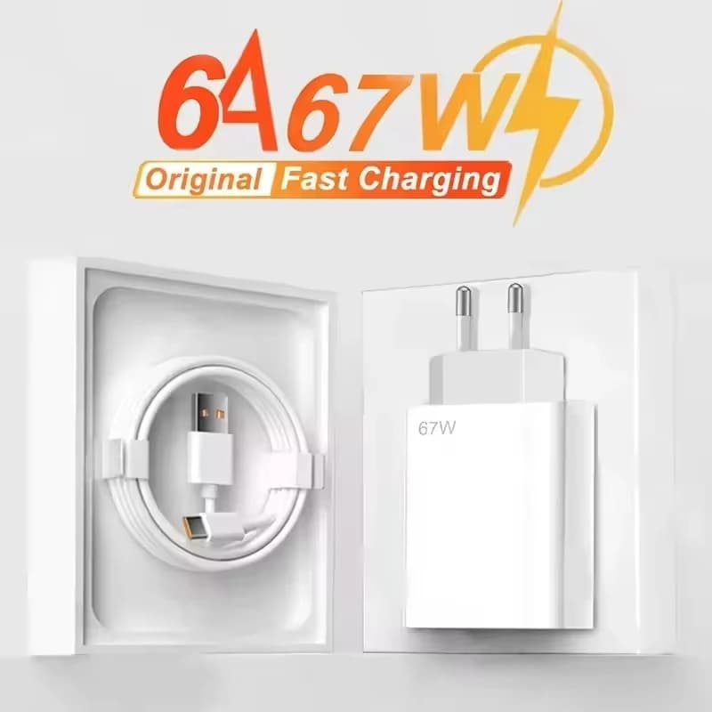 67W Fast Charger for iPhone Samsung Galaxy Xiaomi 14 13 12 11 Redmi Note USB C PD QC 3.0 Phone Adapter Type C Cable USB Charger