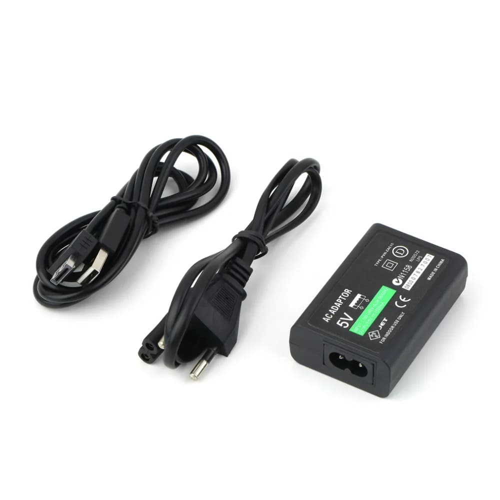 EU Plug Charger Power Supply AC Adapter with USB Data Charging Cable Cord For PlayStation Vita For PSV 1000