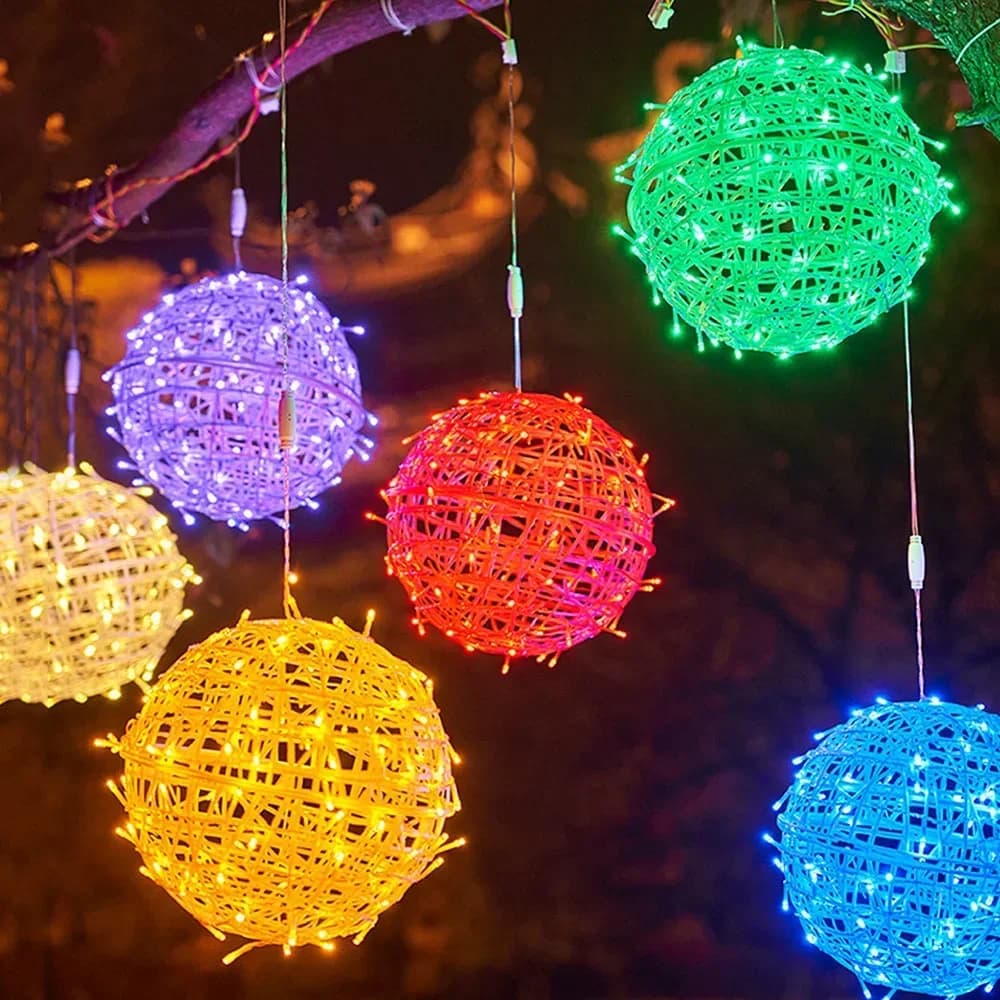20/30CM Christmas Globe Fairy Light String Outdoor Lantern Ball Tree Garland Light Christmas Globe Sphere Light For Garden Decor