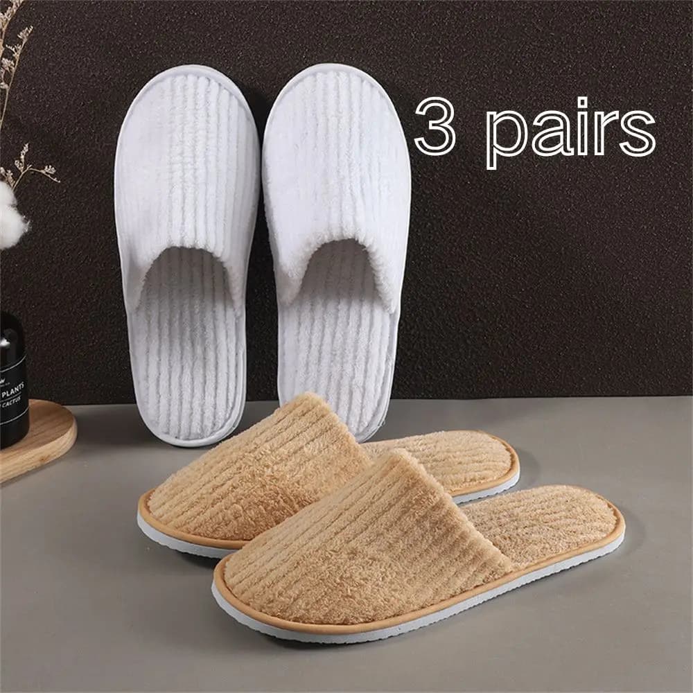 3pcs Men's Women Winter Slippers Warm Bedroom Plush Shoes Home Floor Soft Indoors Thin Velvet Solid Non Slip Half Drag Slipper