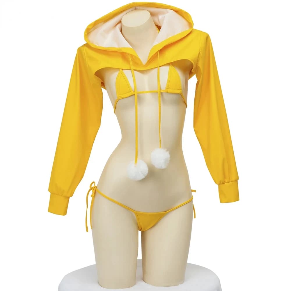 Anime Bikini Set Hoodie Top Cosplay Costume Sexy Japanese Cute Girl Underwear Nightgown Role Play Student Outfits Lingerie