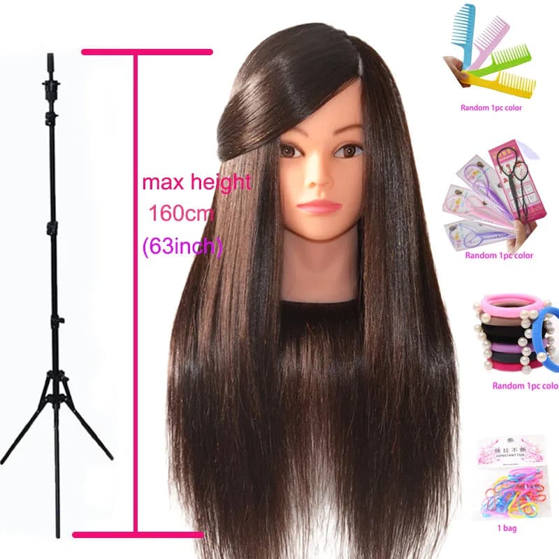85%Real Hair Doll Head For Hairstyle Hairdressing Professional Mannequin Head Styling To Practice Hot Curl Iron Straighten