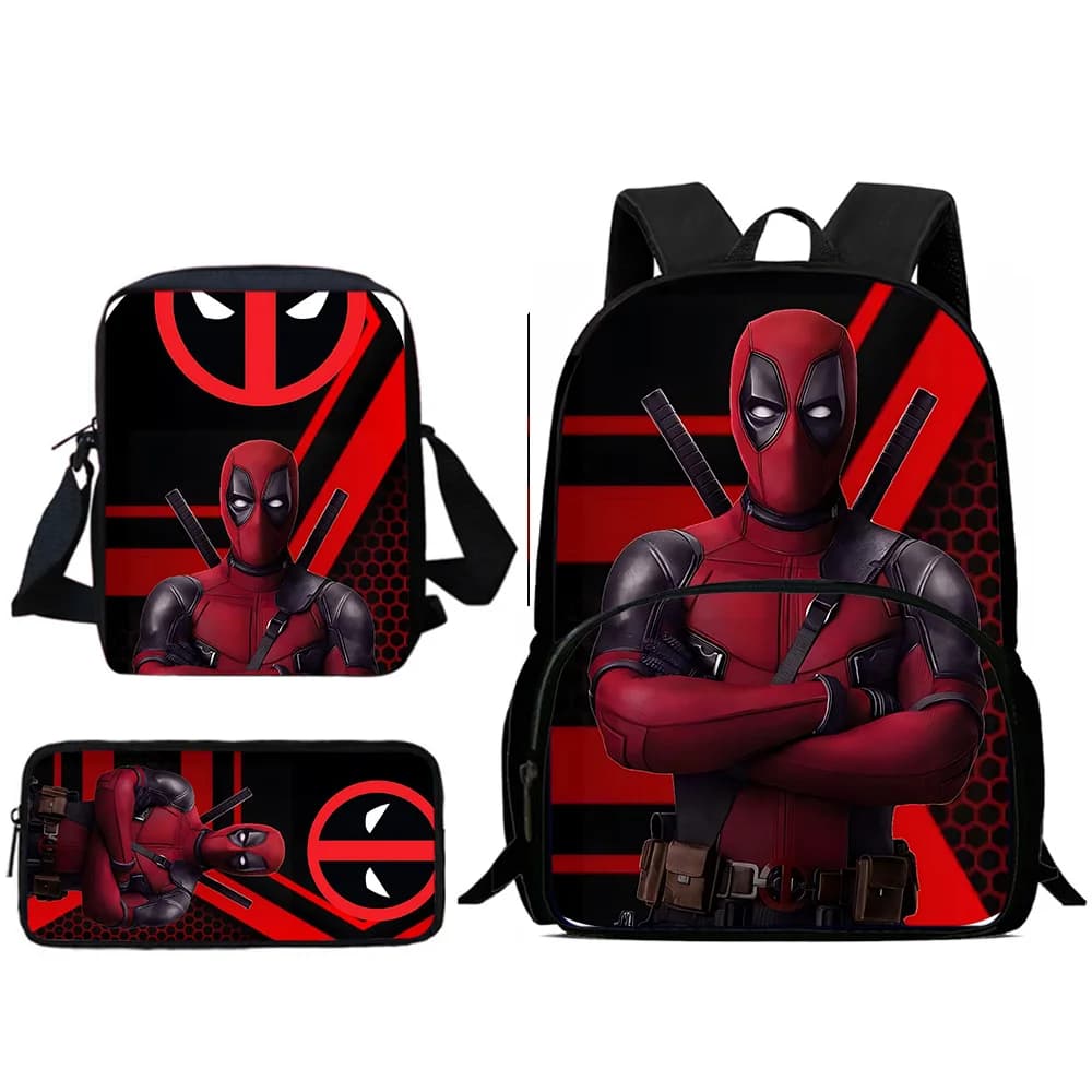 Pcs Set Deadpools Heroes Child Backpacks Shoulder Bag Pencil Case Pupil Large Capacity School Bags for Boys Girls Best Gift