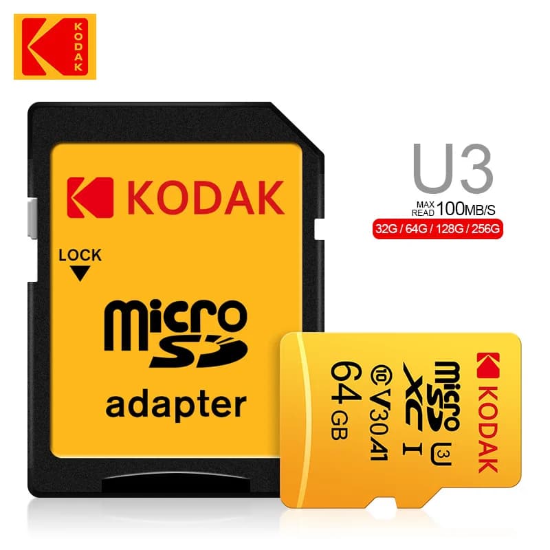 Kodak 32GB-256GB MicroSDCC Memory Card - U3, 4K, A1, UHS-I, C10, TF Memory Cards for Cameras, Smartphones, and Tablets