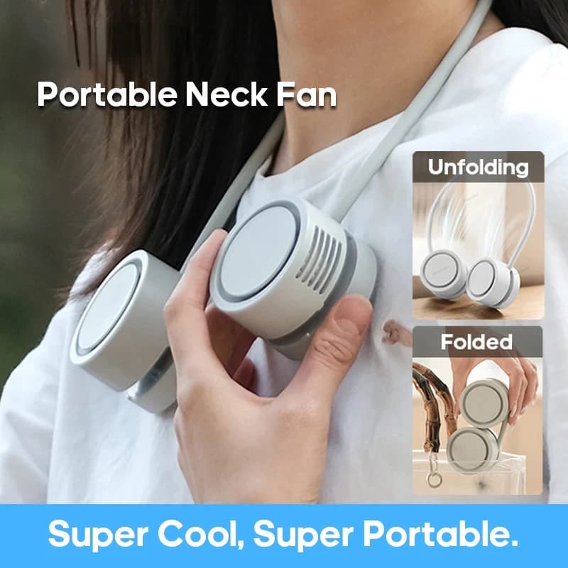 Portable Neck Fan Foldable Mini USB Fan, Rechargeable 1600mah Cooling Wind Fans, Personal Silent Neckfan For Sports