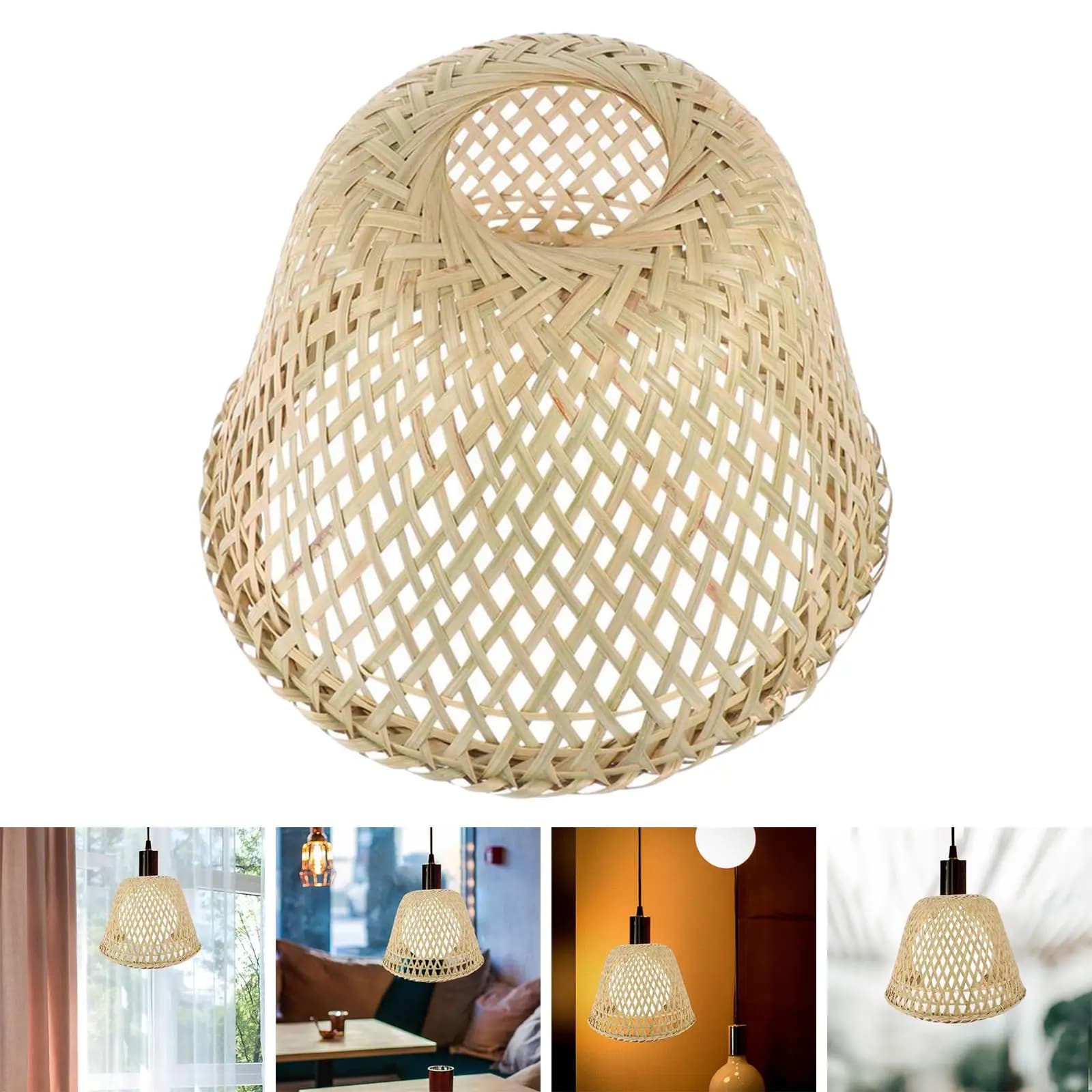 Bamboo Woven Pendant Light Shade Cover Bulb Guard for Ceiling Light Living Room Bedroom