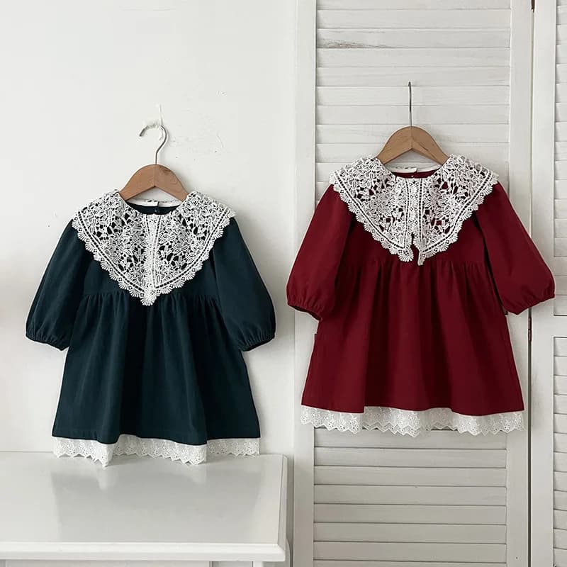 2024Girls' Spring and Autumn Korean Style Cotton Long Sleeve Western StyleaWord Princess Dress
