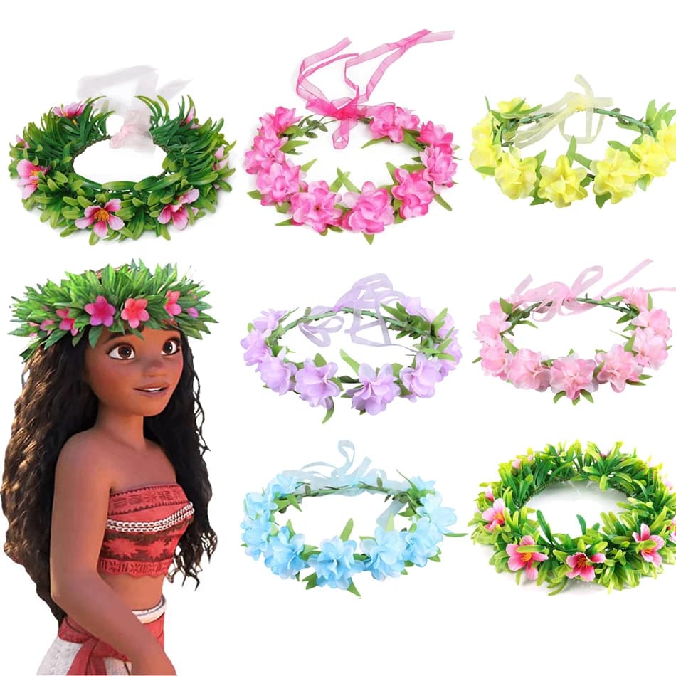 Girl Moana Garland Green Wreath Women Hair Accessories Floral Hoop Headwear Beach Wedding Carnival Party Supplies Flower Crown