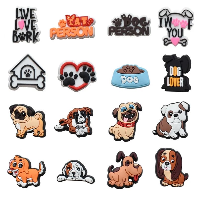Single Sale 1Pcs Dog Shoe Charms Pin for Crocs Accessories Charms Clogs Bracelet Wristband Decoration Kids Adults Party Gifts