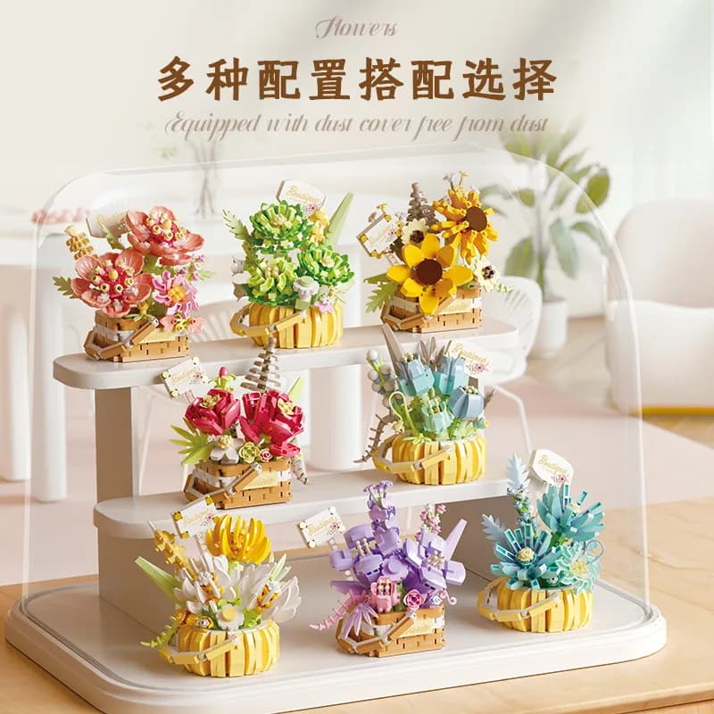 Rose Flower Figure Mini Block 3D Model Bricks Figures Toy Bouquet Micro Building Blocks Assembly Toy For Kids Girl 8 to 14 Years