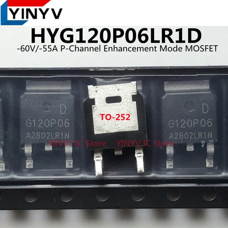 10-50Pcs HYG120P06LR1D G120P06 G120P06D HYG120P06D TO-252 -60V/-55A P-Channel Enhancement Mode MOSFET Original New 100% quality