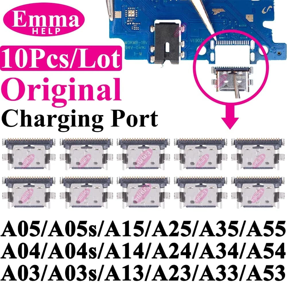 10Pcs Original Charging Port Connector for Samsung A15 A05S A25 A35 A55 A13 A04S A14 A23 A33 A24 A34 A54 A53 USB Charger Pin Plu