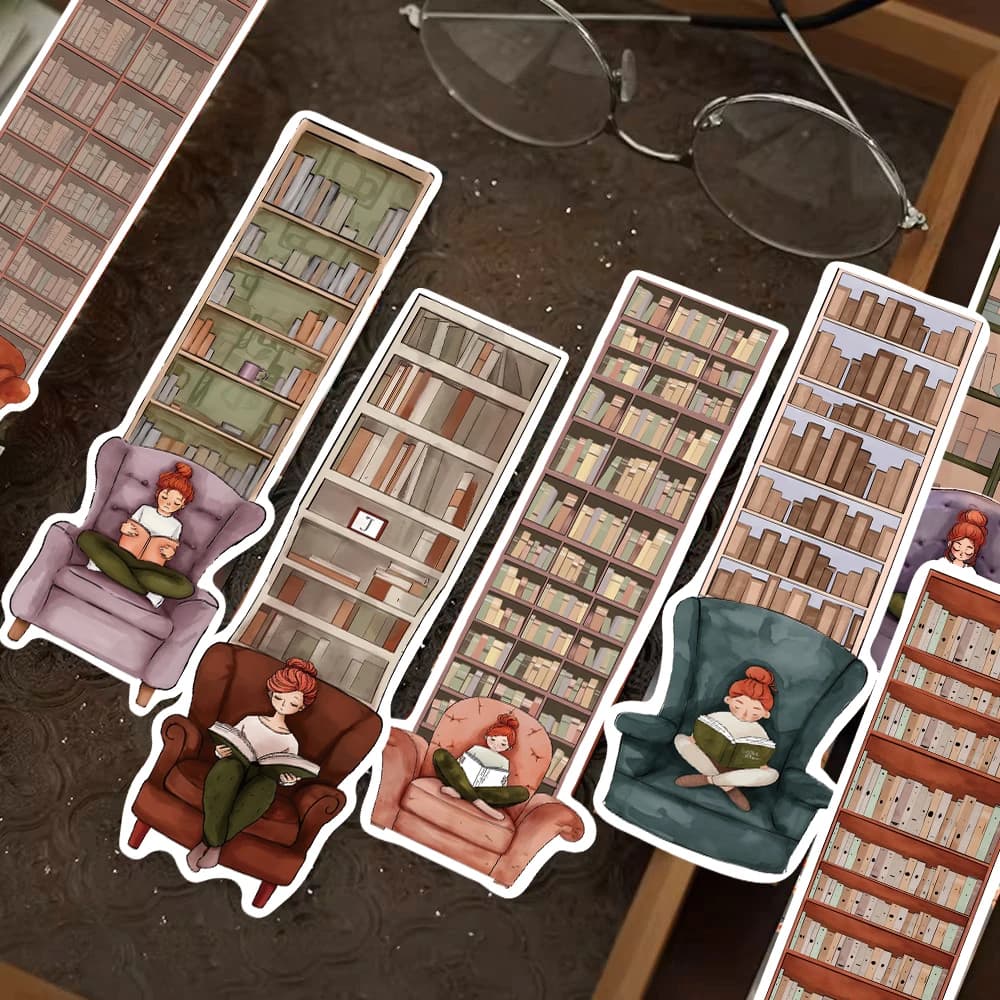 30/60PCS Bookcase Reading Bookmarks Reading Paper Decoration Luggage DIY Student Stationary Students Aesthetic Gift Bookmarks