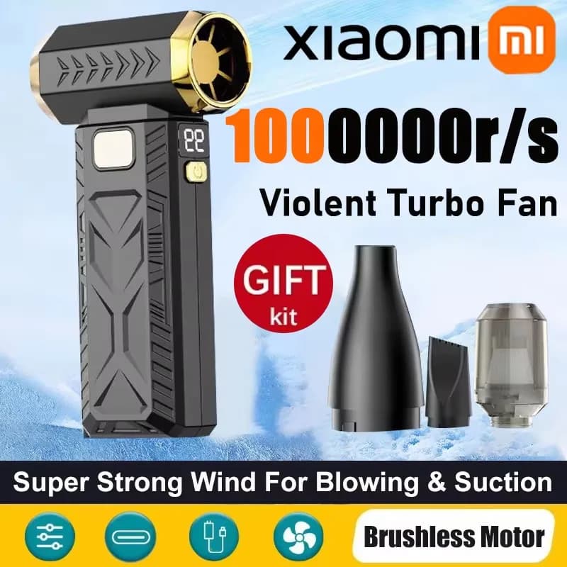 Xiaomi 2in1 Violent Fan 1000000RPM Super Powerful Air Blower Vacuum Blowing Suction For Dust Cleaner Brushless Turbo Strong Wind