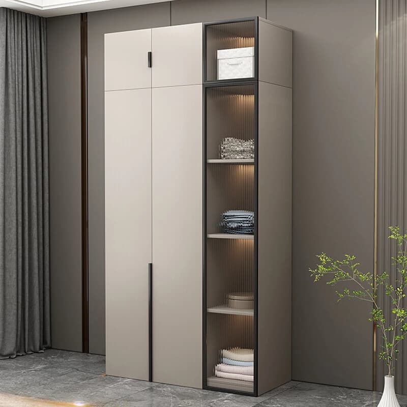 Glass Storage Small Wardrobe Solid Wood Children Double Door Wardrobe Cupboard Household Szafa Na Ubrania Bedroom Furniture