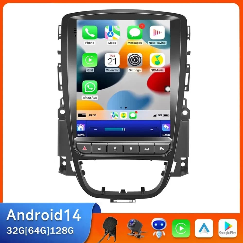 For Opel Astra J Vauxhall Buick Verano 2009-2015 2 Din Android 14 Car Stereo Radio Multimedia Video Player GPS Carplay Head Unit