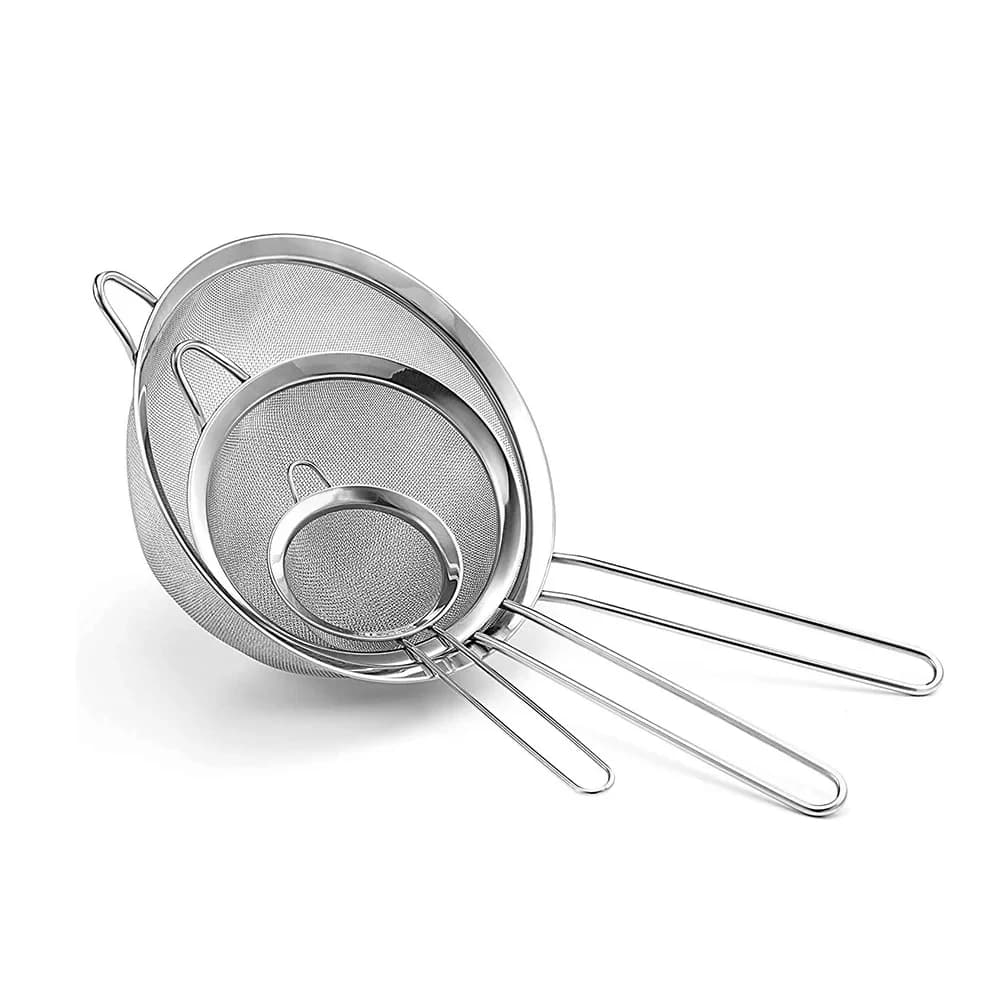 Stainless Steel Fine Mesh Flour Sifter with Handle Baking Sieve Strainer for Kitchen Cake Cookie Making