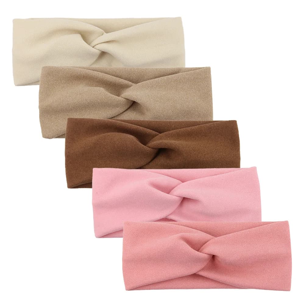 5Pcs/Lot Solid Twist Baby Girls Headbands Cashmere Handmade Elastic Hairbands Autumn Winter Headwraps Infant Fashion Headwear