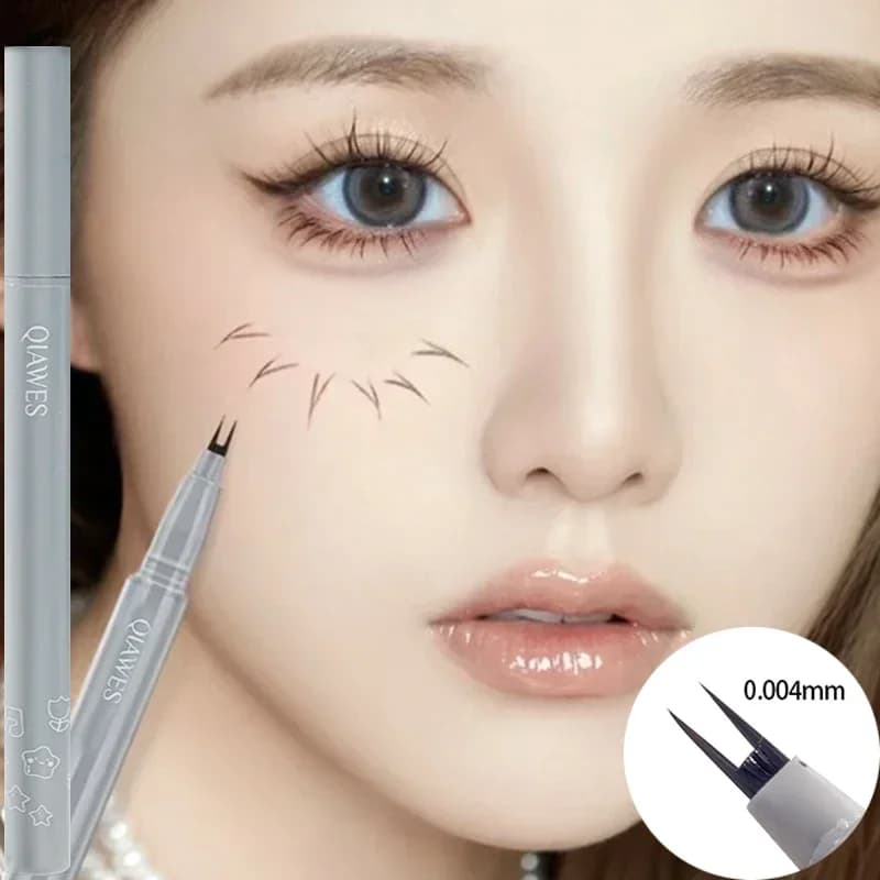 1PC Waterproof Double Forked Tip Liquid Eyeliner Lower Eyelash Pencil Quick Dry Smooth Natural Black Brown Liquid Lower Lash Pen