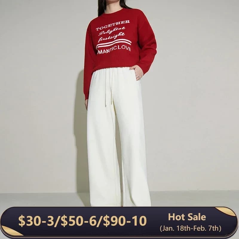 DUSHU 【2 Colors】Women Pants Beige Full Length Autumn Women Trousers Waist Design Female Black Commuter Pant