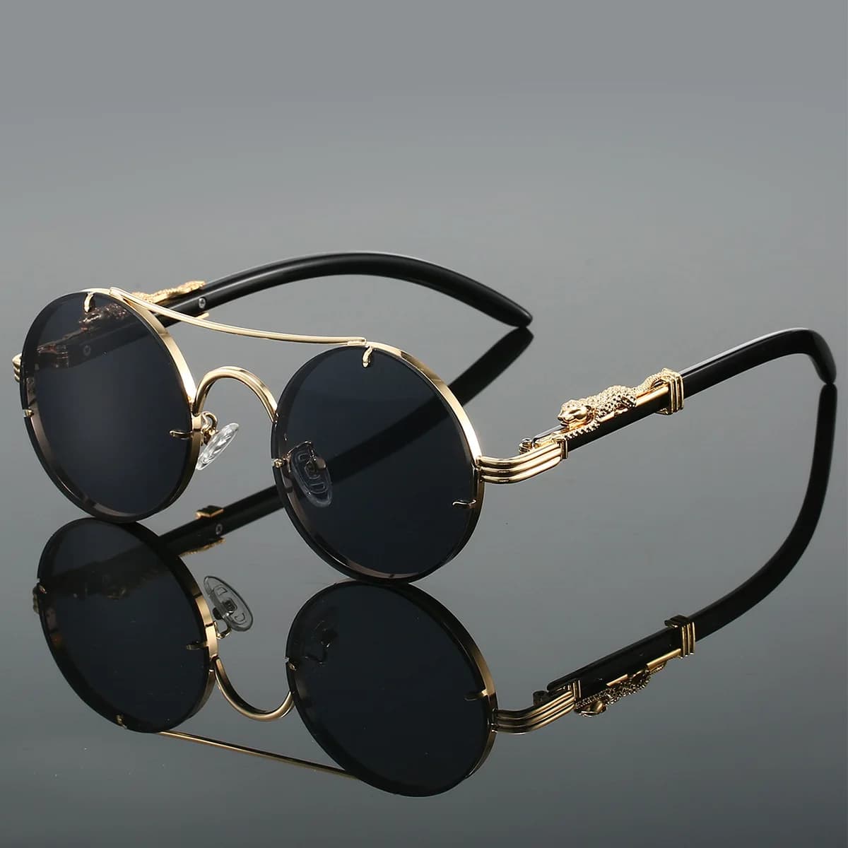 Men  Vintage Round Sunglasses Fashion Double Bridge Multicolor Shades Women Retro Trendy Brand Luxury Design Sun Glasses