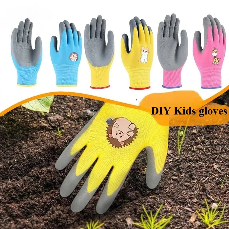 DIY Kids Safety Protection Gloves Durable Waterproof Work Garden Non-Slip,Children Latex Gloves,Puncture-resistant,kitchen