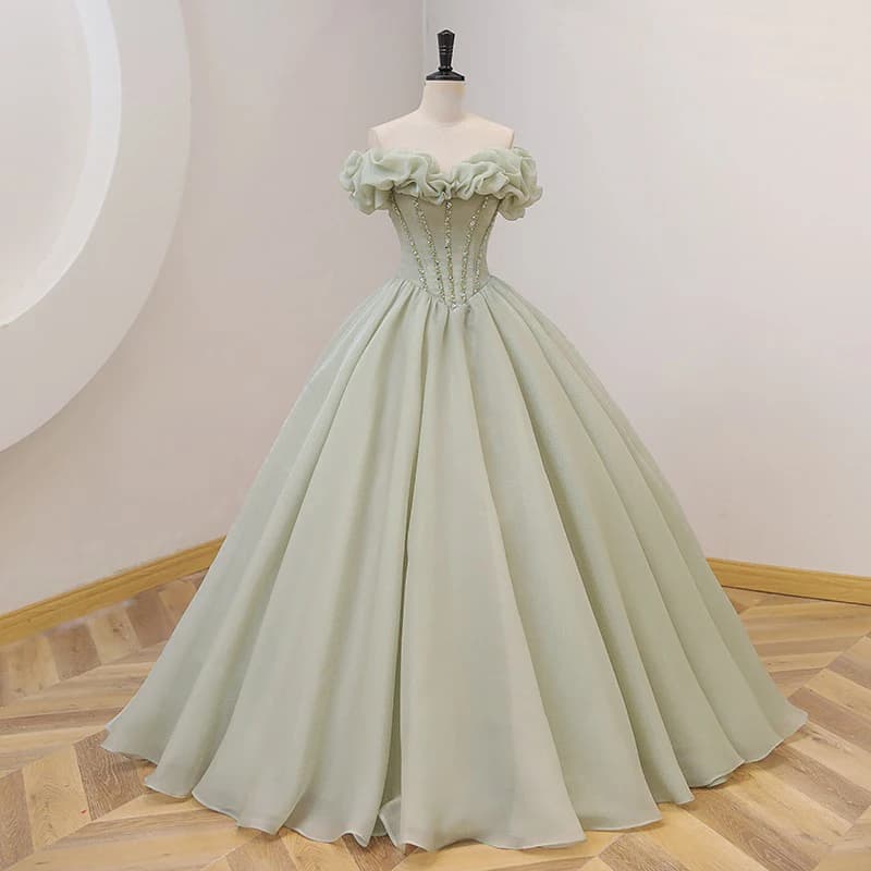 Customized Light Green Ball Gown Women Quinceanera Dresses Sequins Prom Birthday Party Gowns Formal Vestido De Noche