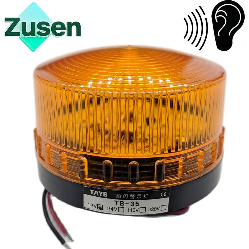 Zusen TB35-Y-J with Buzzer 12v 24v 110v 220v Yellow Security Alarm Strobe Signal Warning Light LED Lamp Small Flashing Light