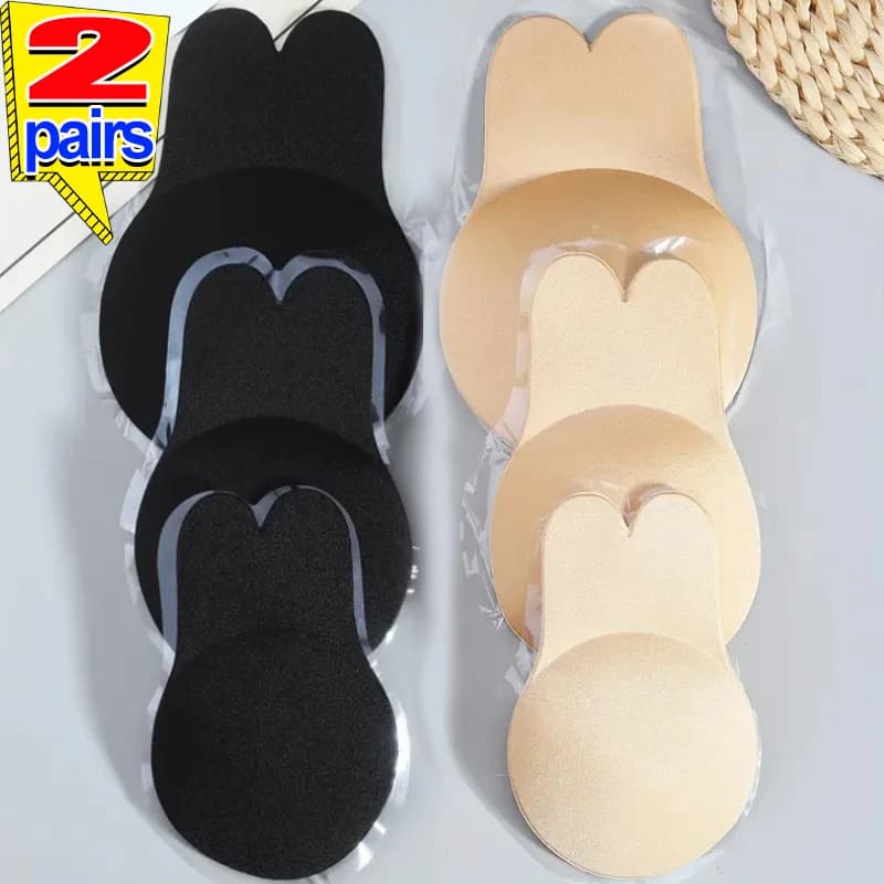 1/2pairs Women Push Up Bras Self Adhesive Silicone Invisible Bra Reusable Sticky Breast Lift Tape Rabbit Nipple Cover Bra Pads