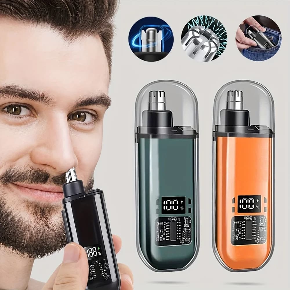 Suitable for men, USB charging nose and ear hair trimmer portable electric nose hair clipper, mini compact design, quick chargin