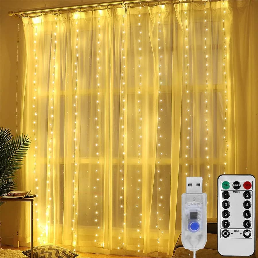 Christmas LED Fairy Garland String Lights USB Remote 3X3M/3X2M Copper Wire Curtain Lights for Home Wedding Party New Year Decor