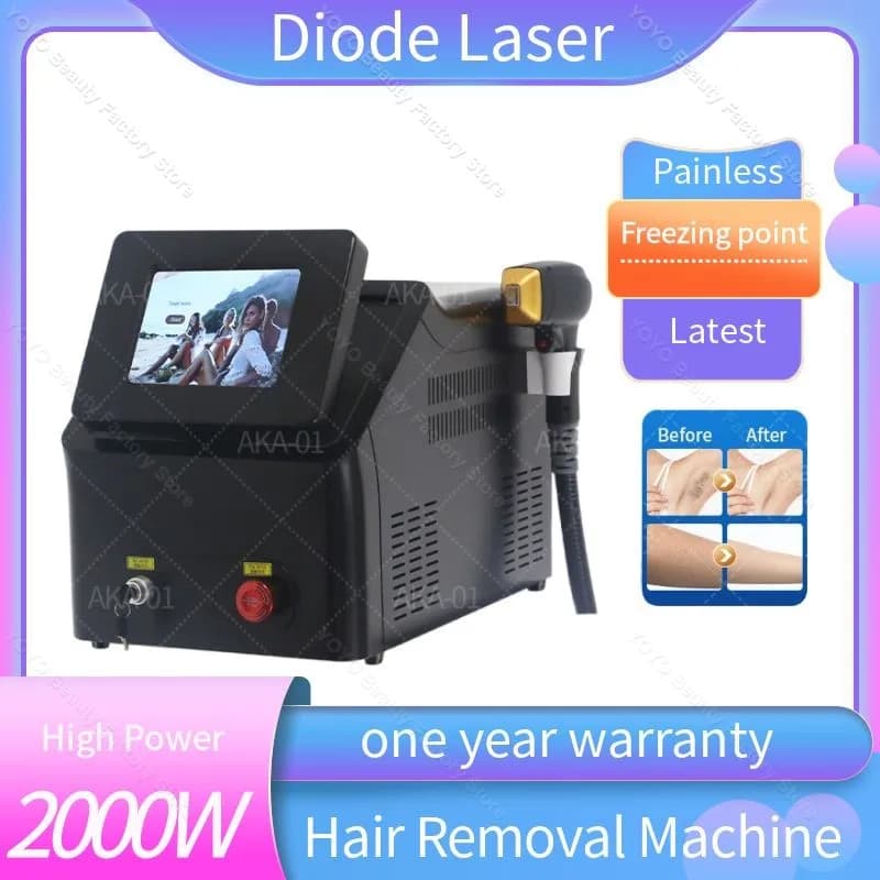 2024 New 808 Diode Laser Hair Removal Machine Alexandrit Permanent Cooling Head Painless Epilator Ice Titanium 3 Wavelength