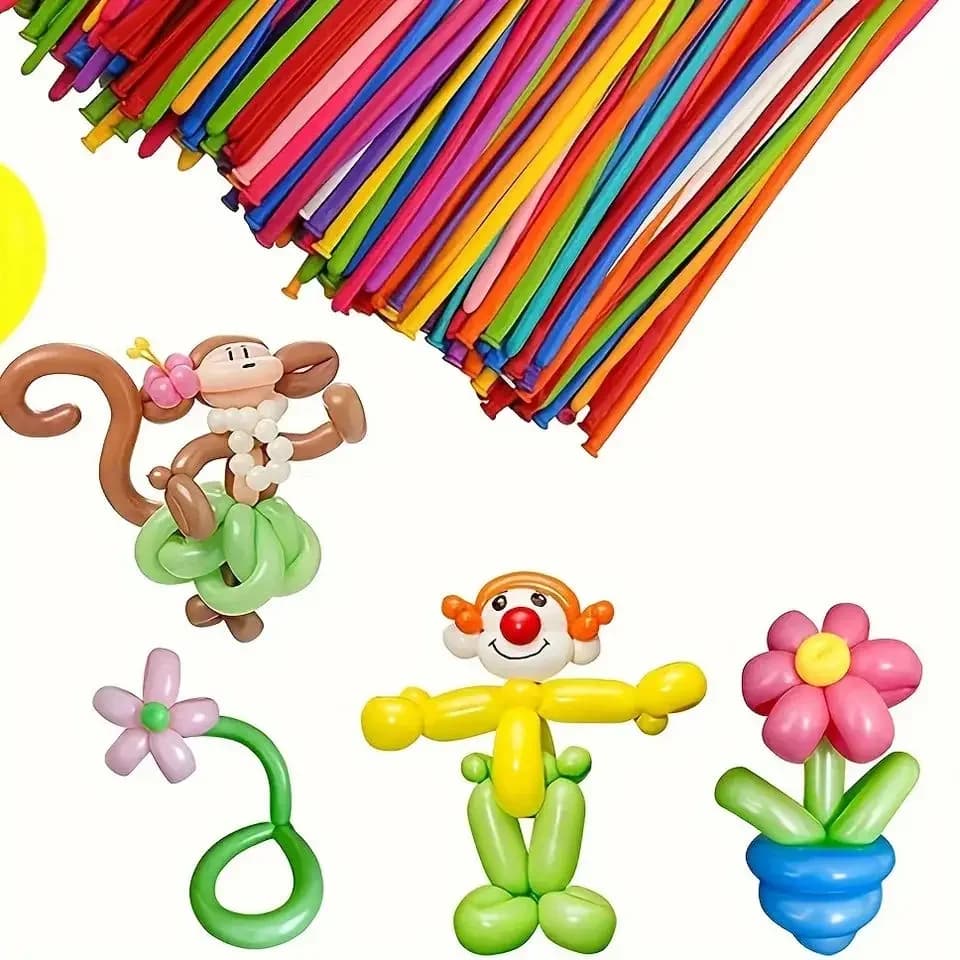 50pcs Balloon Long Strip Spiral Style Color Latex Gathering Party Birthday Wedding Decoration Balloon Design Inflator
