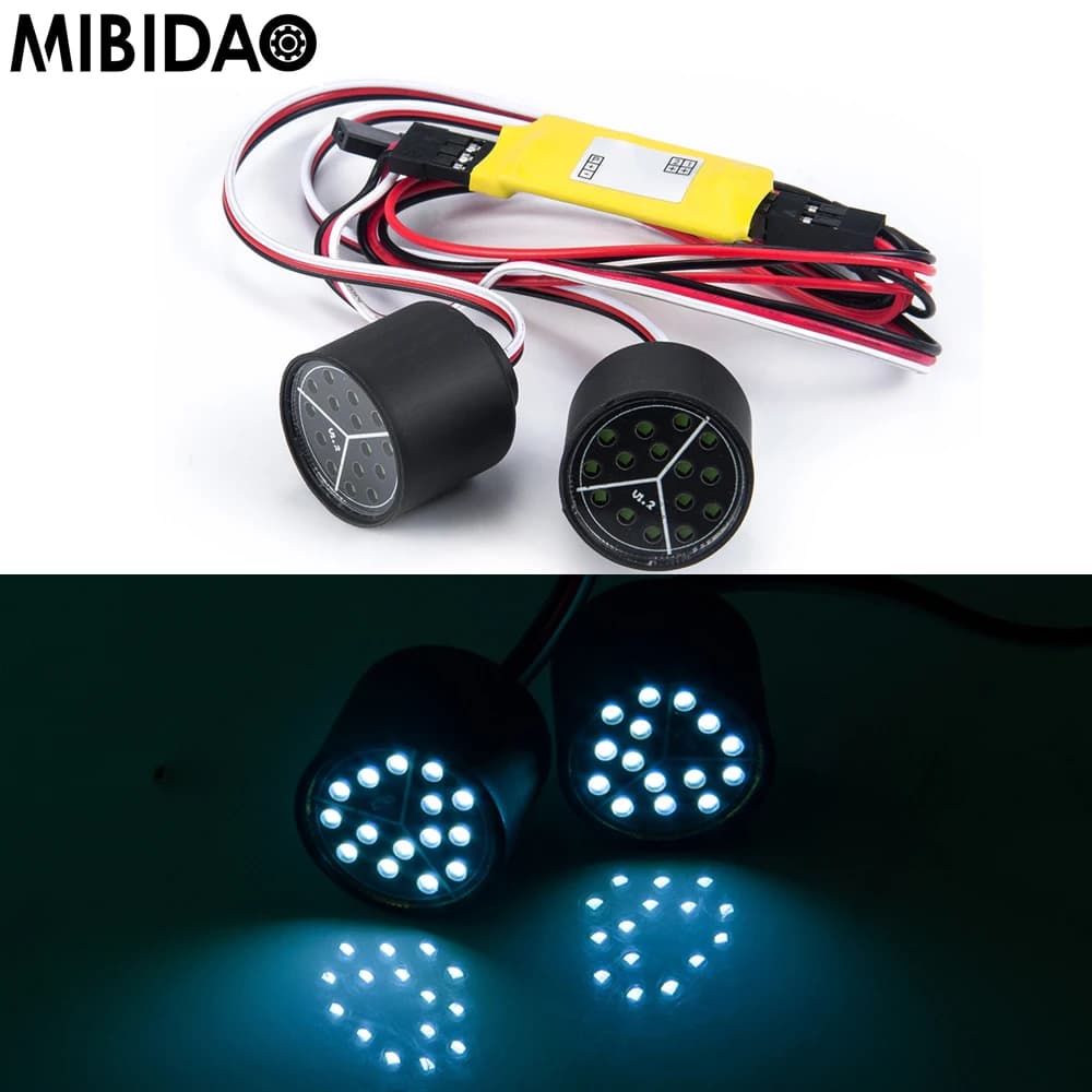 MIBIDAO Front Led Light Headlight for Axial SCX10 III AXI03007 JEEP Wrangler AXI03006 Gladiator 1/10 RC Car Decoration Parts