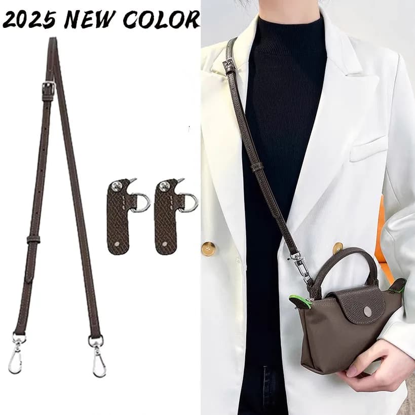 Leather Replacement Crossbody Bag Strap Fit for Longchamp Mini Earthy Color Shoulder Strap Without Punching Modification