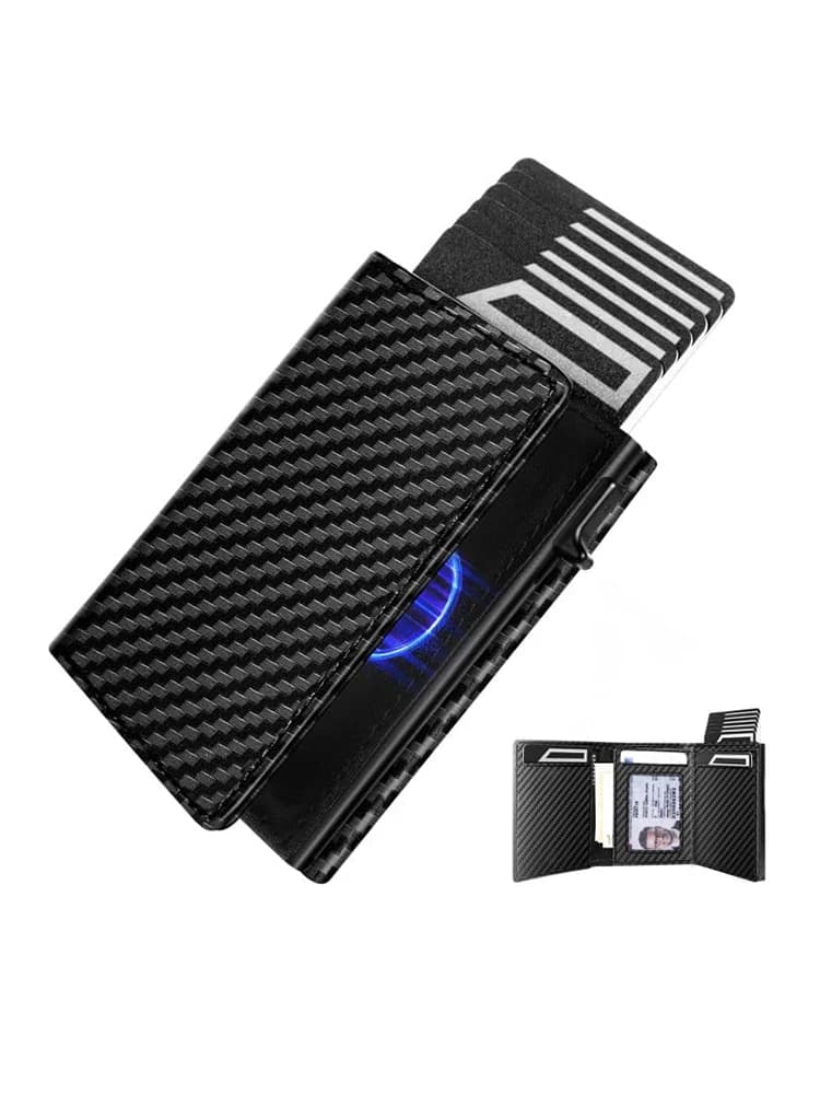 YATBEST Men's Wallet with Zipper Change Bag Credit Card Clip Ultra Thin Magnetic RFID Anti Theft Brush Aluminum Box Card Bag