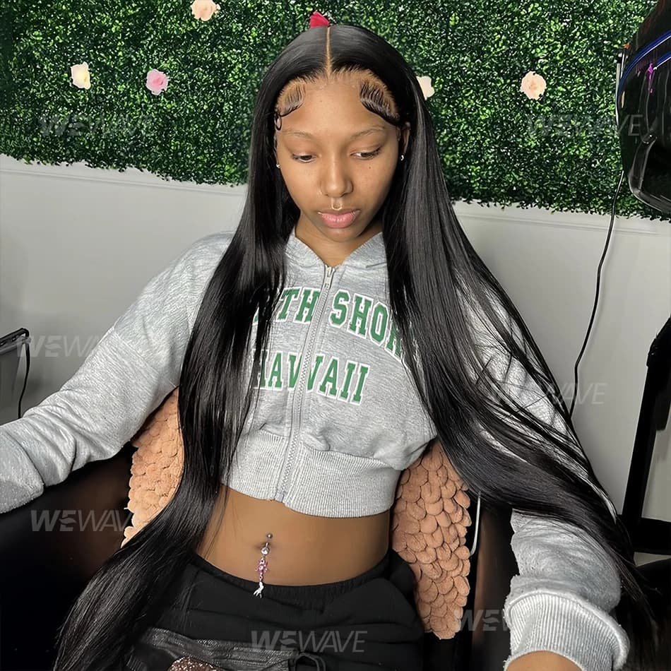 Black Straight Human Hair Wigs 13X6 Hd Lace Frontal Wig 30 40 Inch 13X4 Brazilian Pre Plucked Front Wig For Women 250 Density