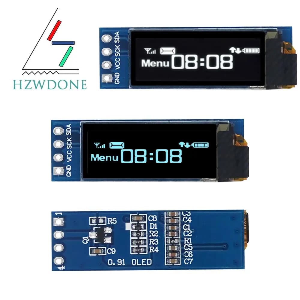 0.91 Inch OLED Module 0.91" White/Blue 128X32 OLED LCD LED Display Module IIC Communicate for Ardunio