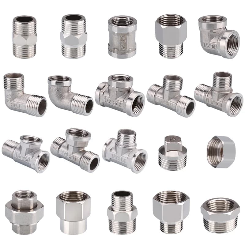1-10pcs 1/2" 3/4" 304 Stainless Steel Connector Female Male Thread 2/3 Way Tee Type Reducing Elbow Adapter Union Coupler Fitting