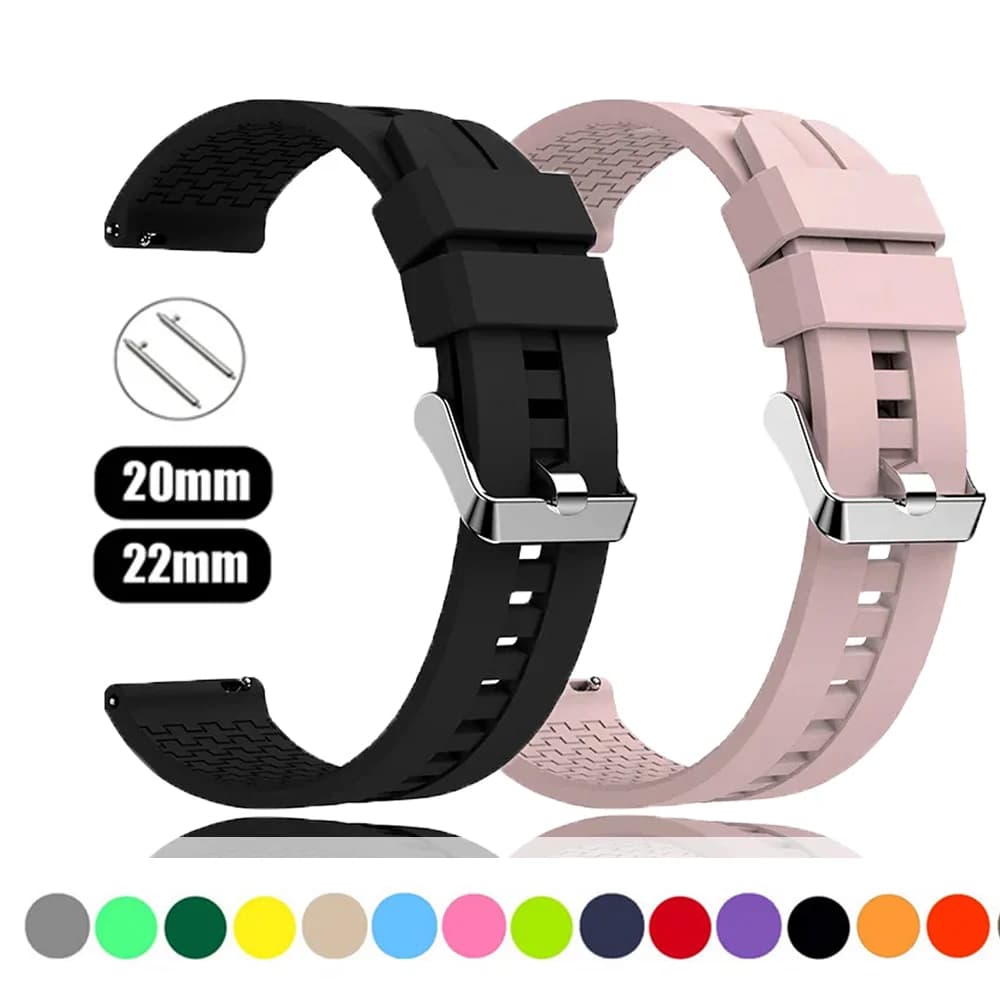 20mm Sport band for Samsung Galaxy watch 7-5 pro 6-4 classic correas 22mm Silicone bracelet huawei watch gt 4 3 2 2e 46mm straps