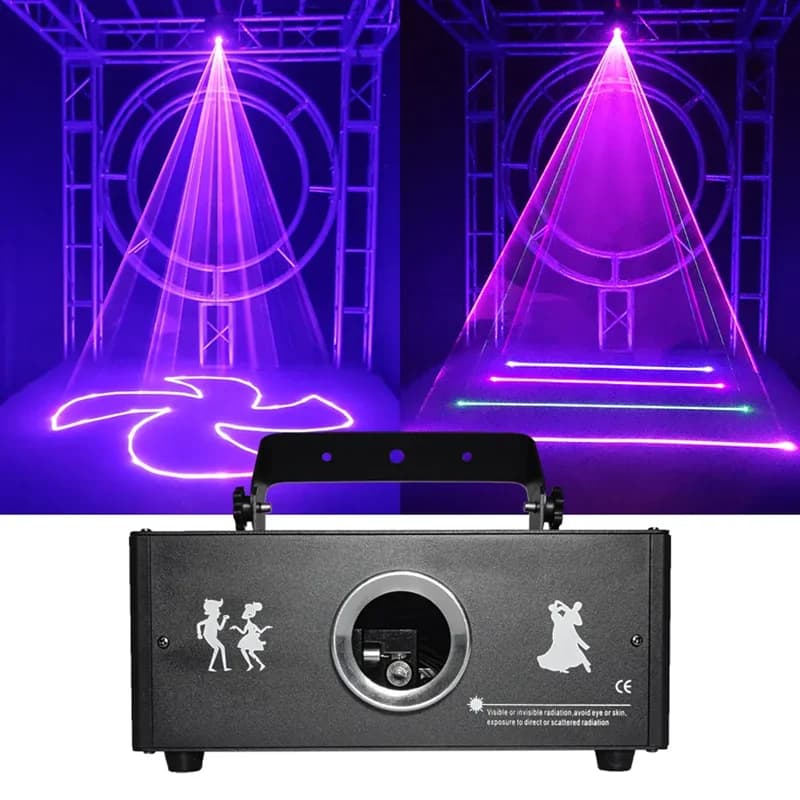 1W Full color Laser Light Stage Show Disco DJ Party DMX512 Multiple Laser Effect Patterns DJ Laser Light Bar KTV Disco Nightclub