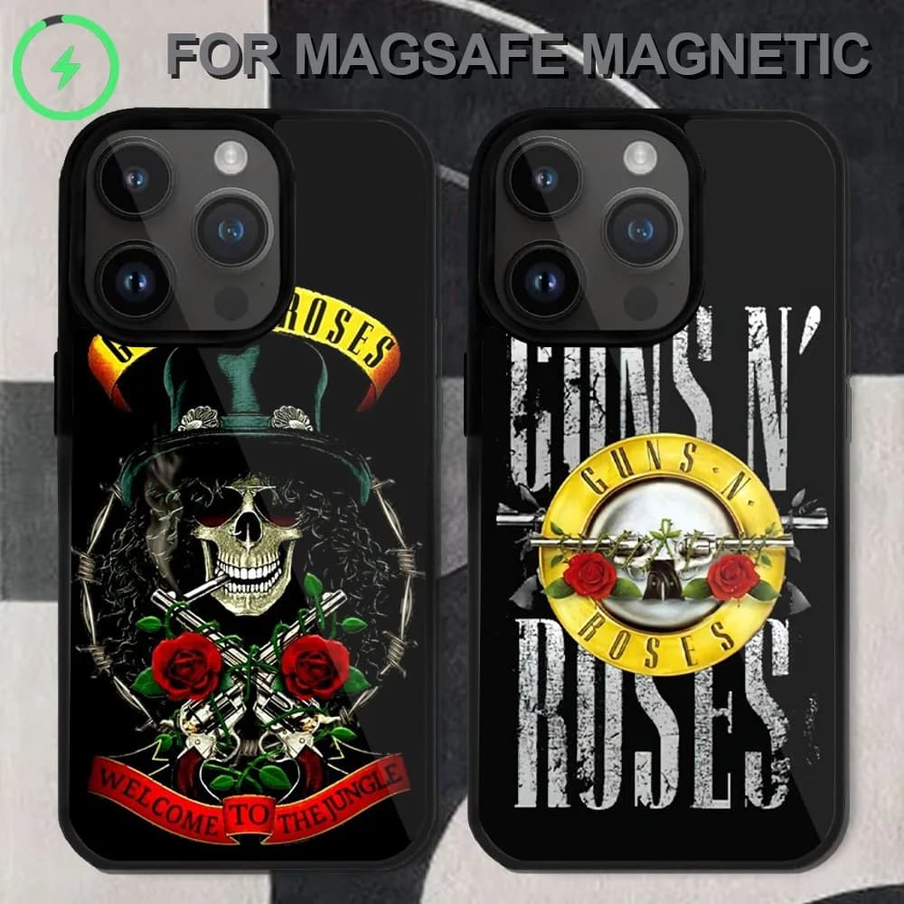 Guns N Roses Band  Phone Case  For iPhone 14 13 12 11 15 Pro Max Magsafe Wireless Charge Plus Mini Cover