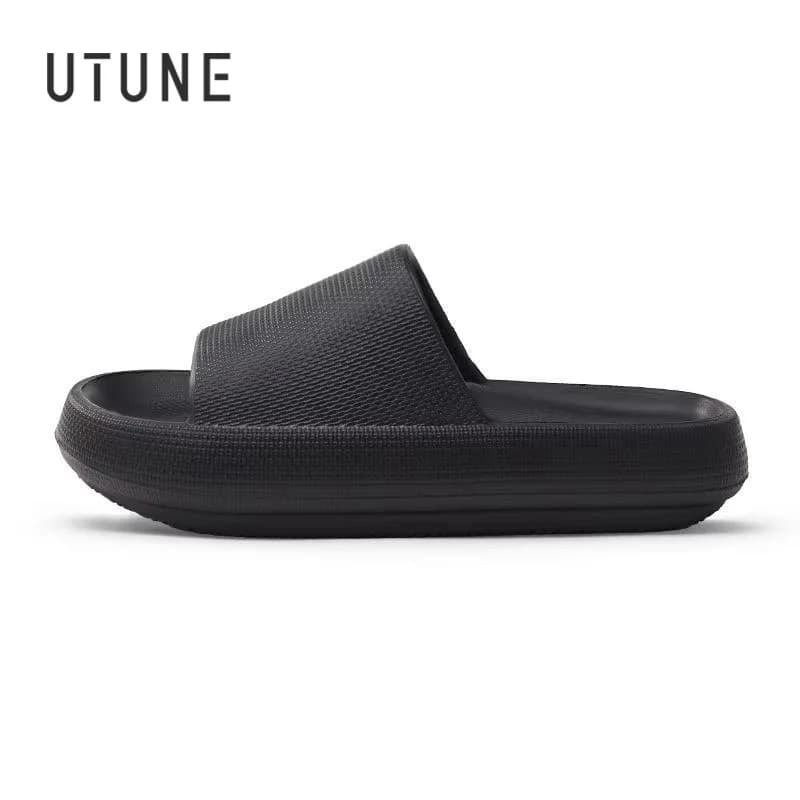 UTUNE Men’s Non-slip Slides Summer Indoor Slippers, Thick Sole Breathable Soft Sandals, Comfy Casual Home House Footwear