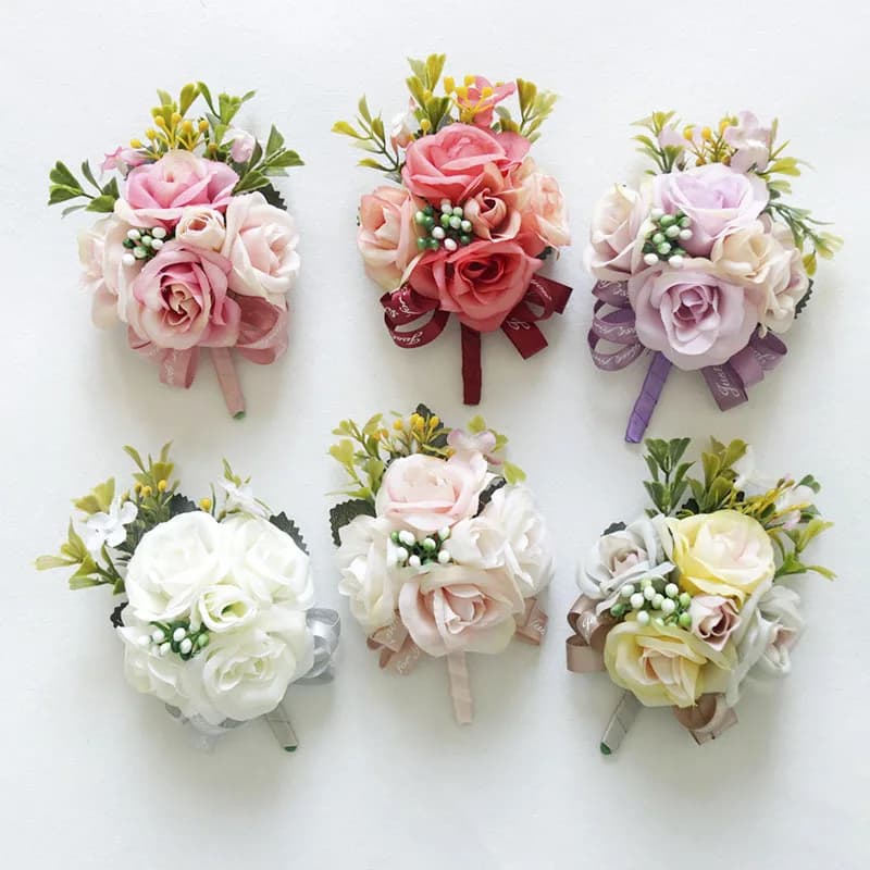 Boutonniere And Wrist Corsage New Wedding Supplies Wedding Flowers Banquet Guests Artificial Flower Bridegroom Bride
