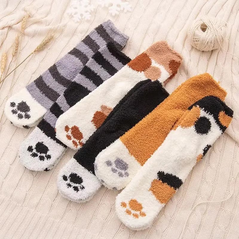 Fluffy Coral Velvet Socks Ladies Mid-tube Socks Fall and Winter Cute Chunky Warm Sleeping Floor Socks